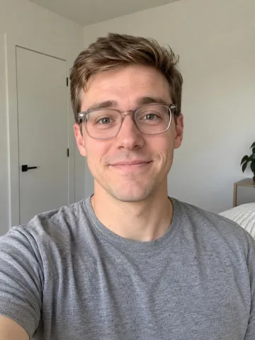 The upload behind the Glasses, grey tee sample